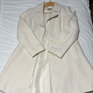Anne Klein Cream Single-Breasted Wool Coat
